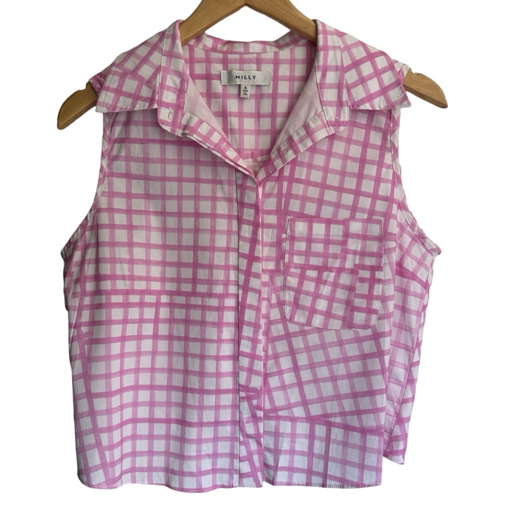 Milly Pink & White Back Tied Shirt Size 6